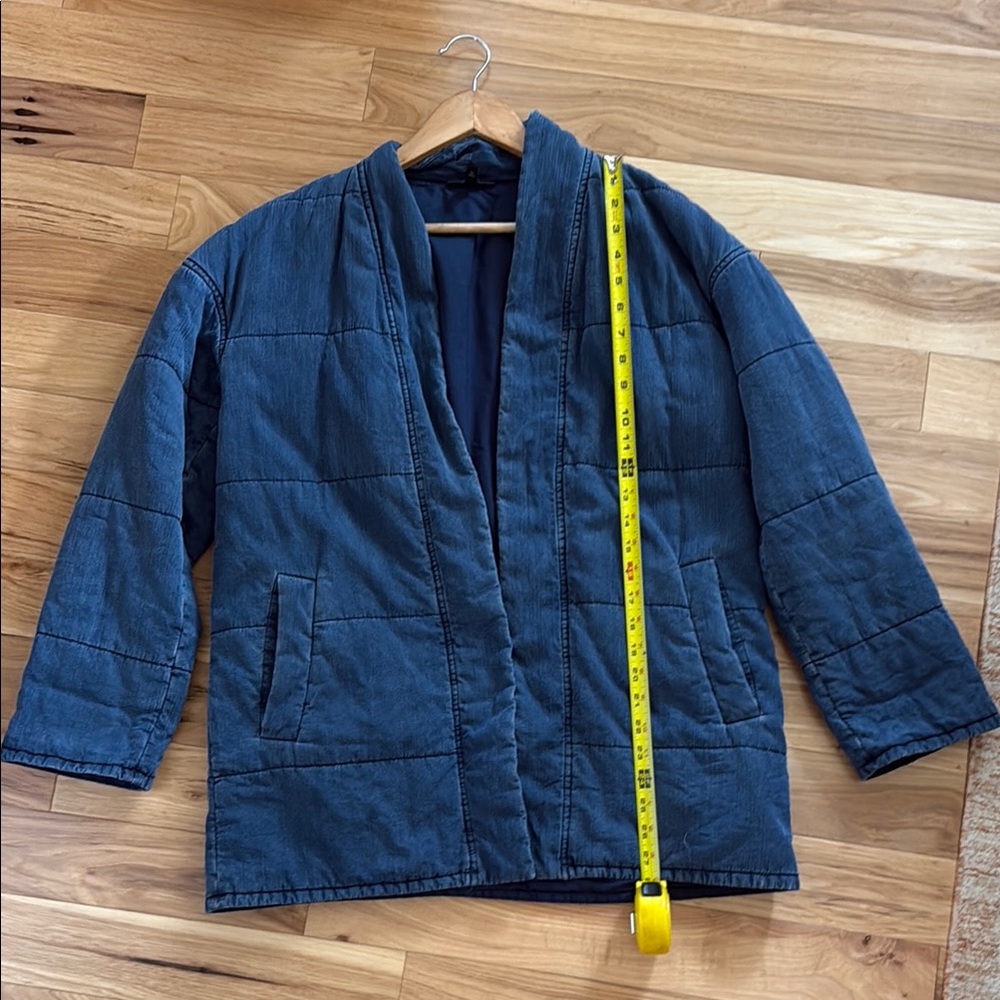 Eileen Fisher Blue Puffer Jacket Lightweight Quilted Design